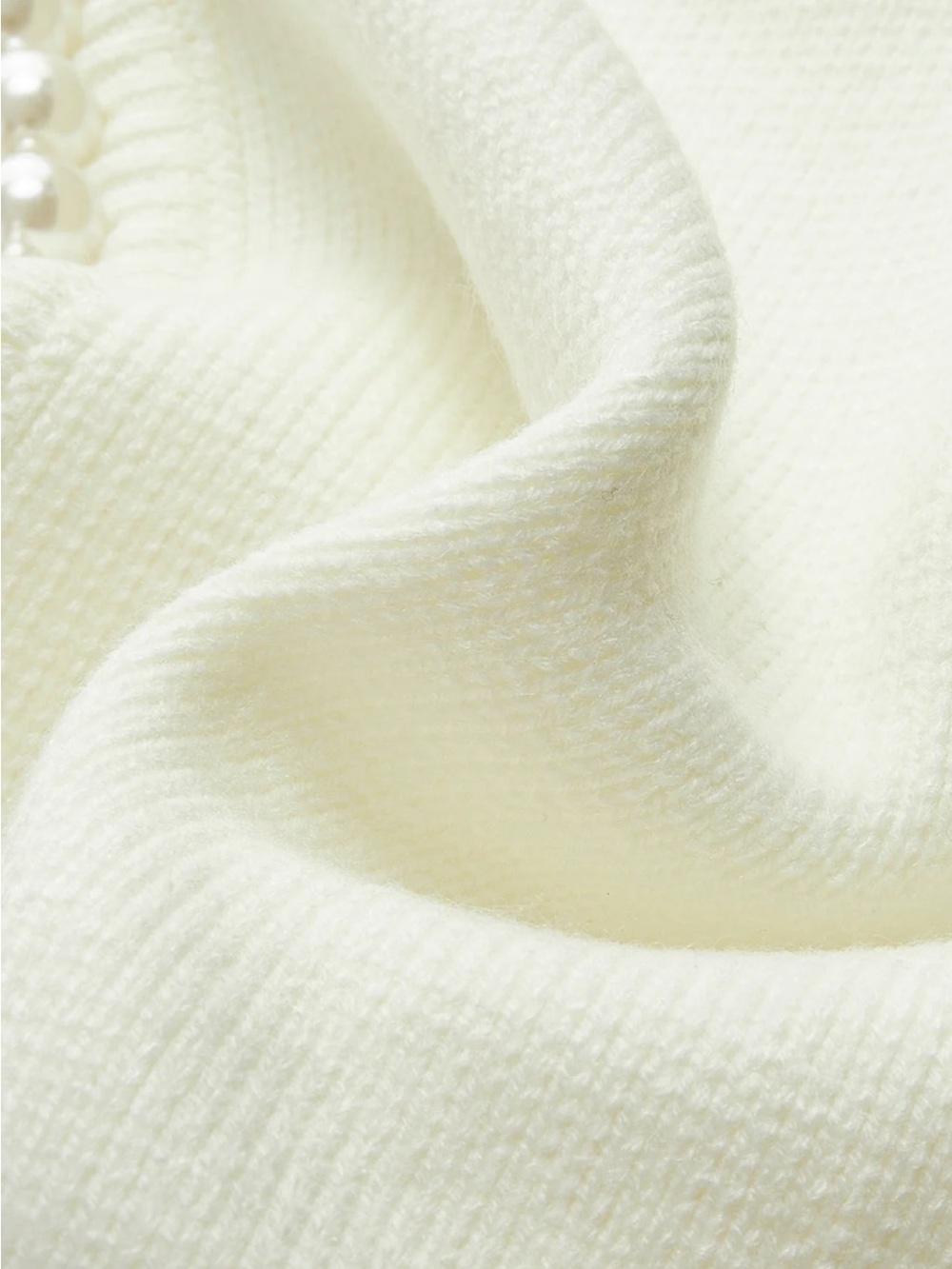 Commense Women's Cream Pearl-Trim Knit Cardigan Sweater Small - Picture 10 of 11